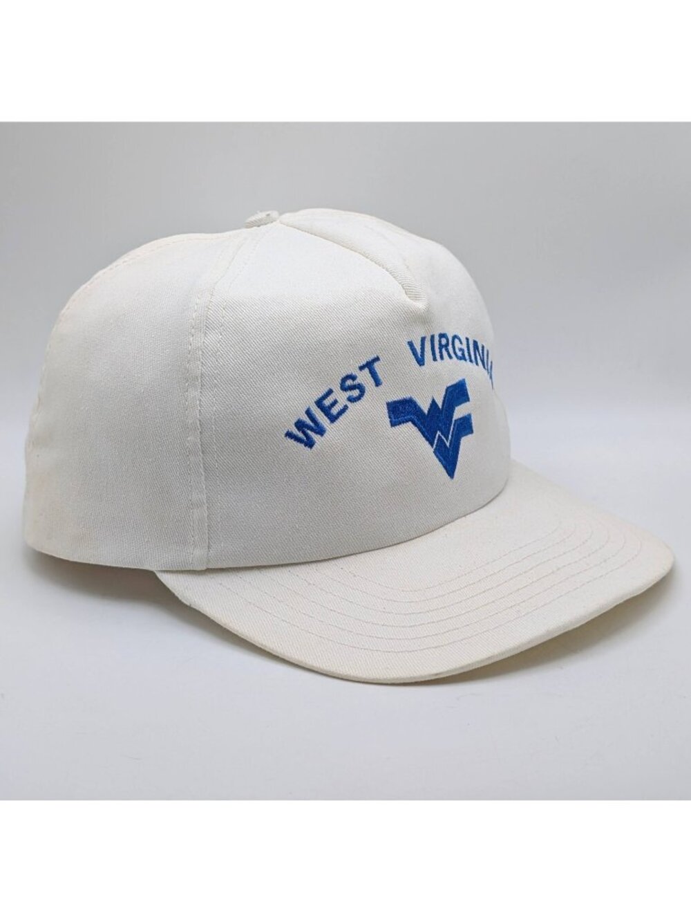 West Virginia Mountaineers WVU Snapback Hat Cap USA Made Union White Vintage 70s